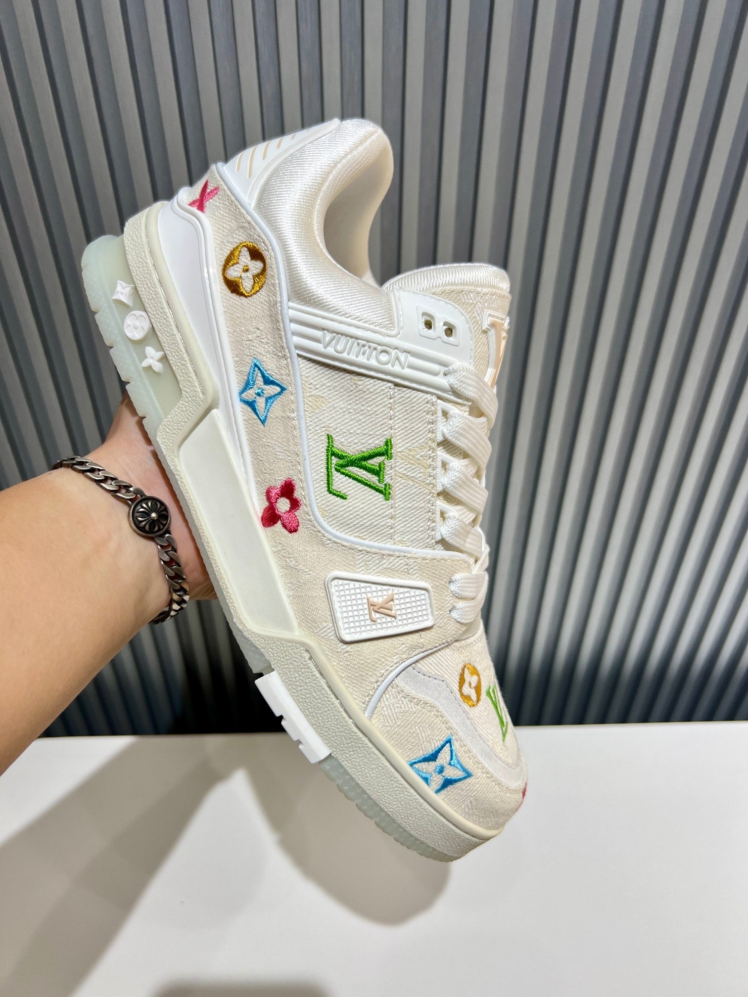 LUV Embroidered Creme Trainer  Sneakers-075 - sneakerhillcom