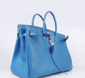 Birkin 35cm Togo Leather Handbags 6099 Blue Silver Kilta bags