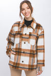 Love Tree Plaid Button Up Shacket Trendsi