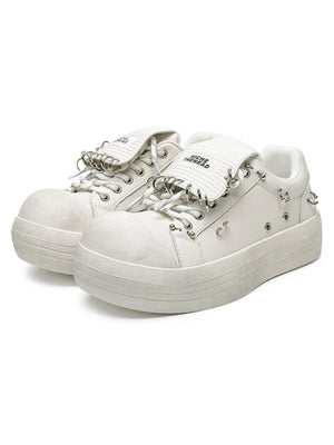 Sneakerhill Punk Metal Ring Platform Sneakers - sneakerhillcom