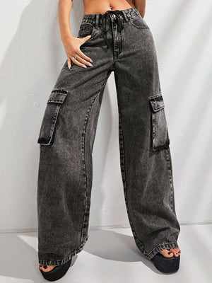 Wide Leg Jeans with Pockets Trendsi