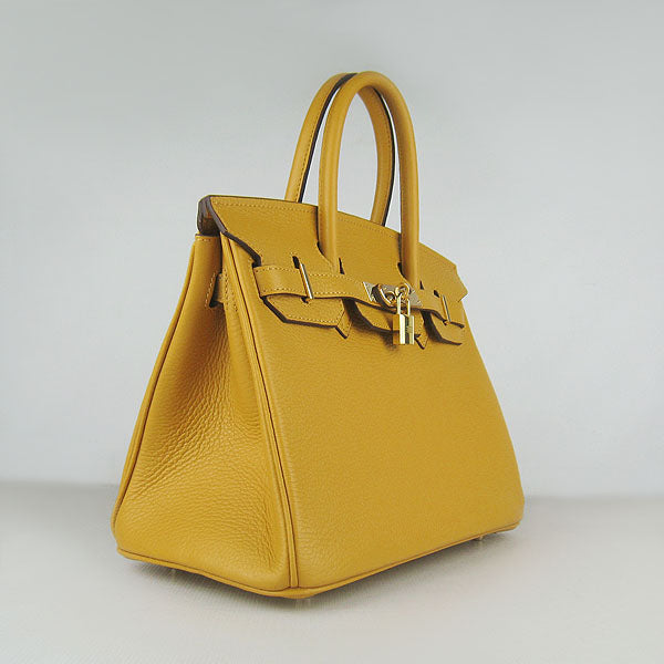 Birkin 30cm Togo Leather Handbags Yellow Golden Kilta bags