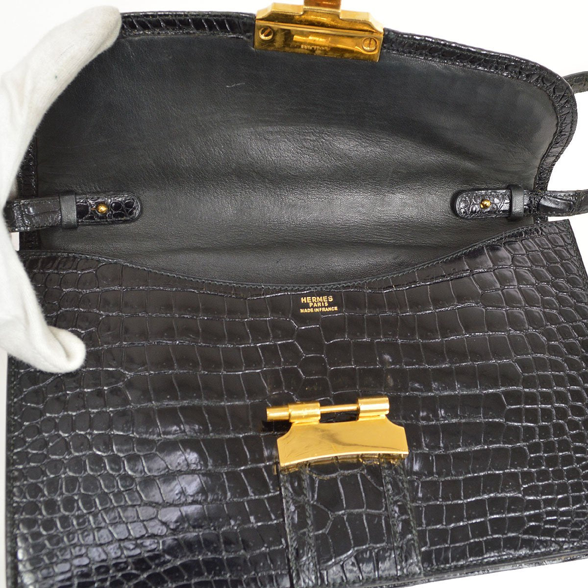 Shoulder Bag Black Crocodile - sneakerlandnet