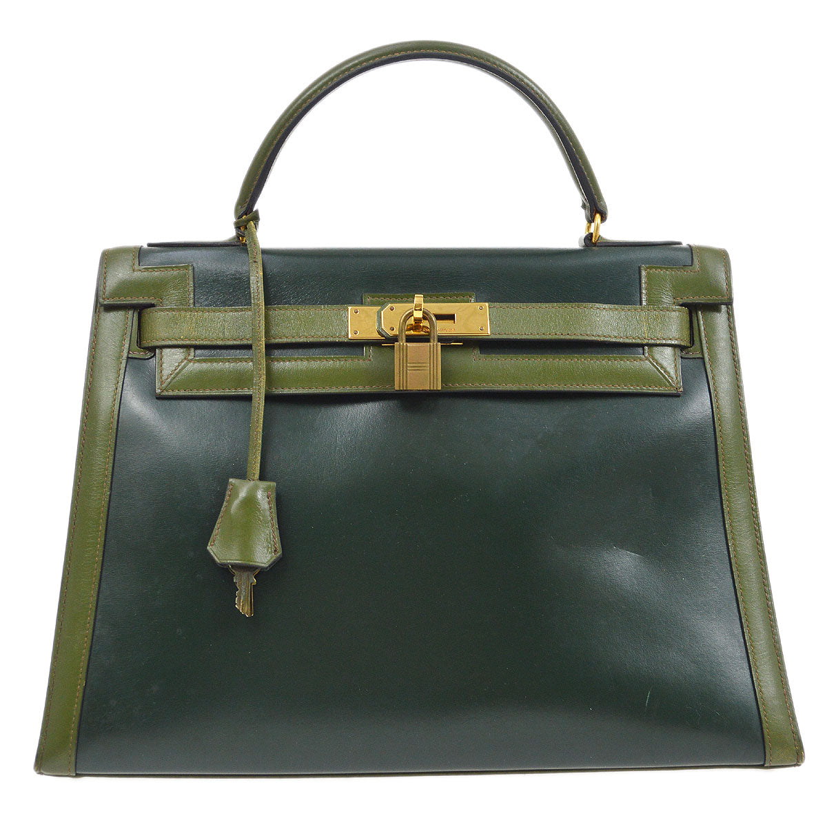 KELLY 32 SELLIER Bicolor Green Box Calf Amazonia Kilta bags