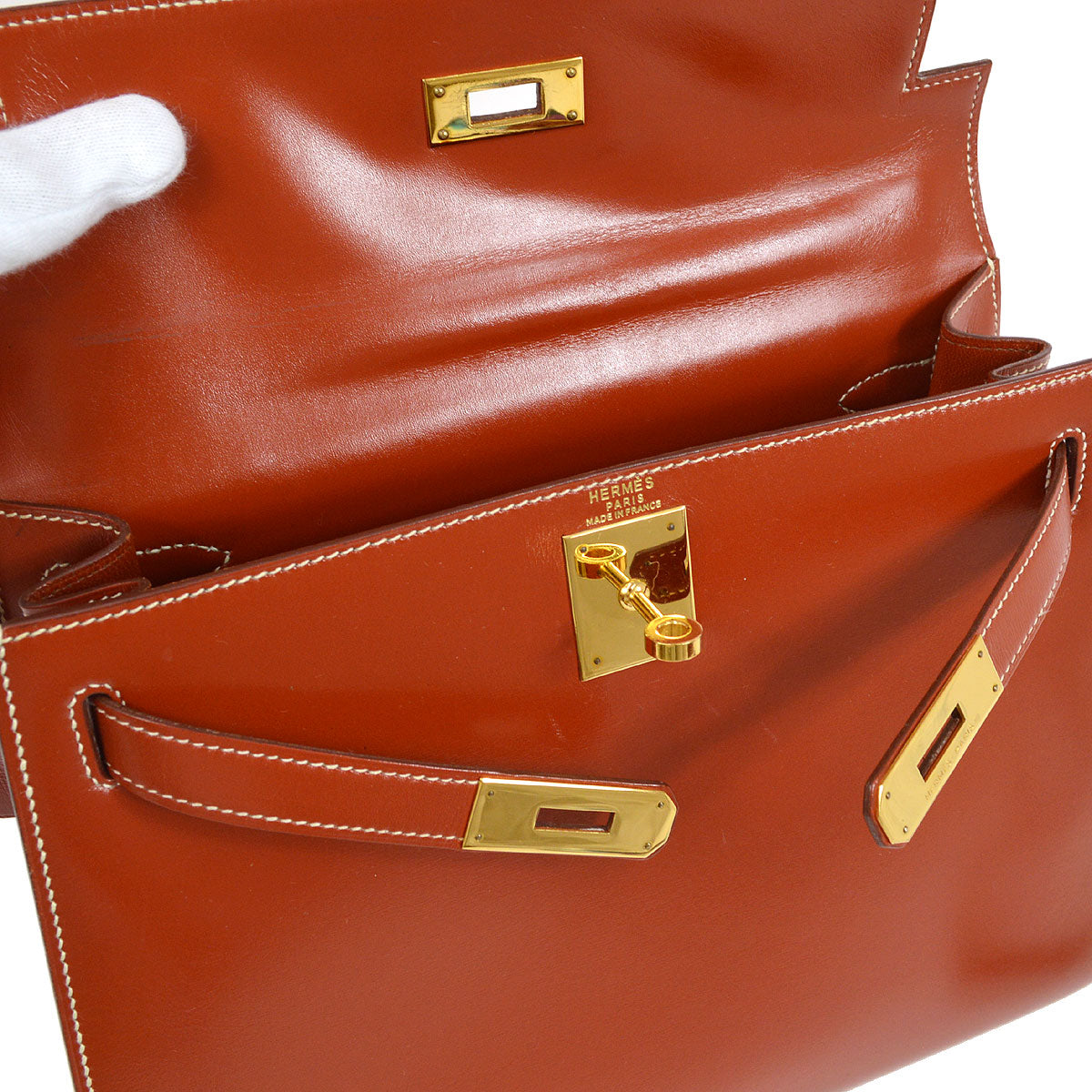 KELLY 28 SELLIER Brique Box calf Kilta bags