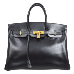 BIRKIN 35 Black Box calf Kilta bags