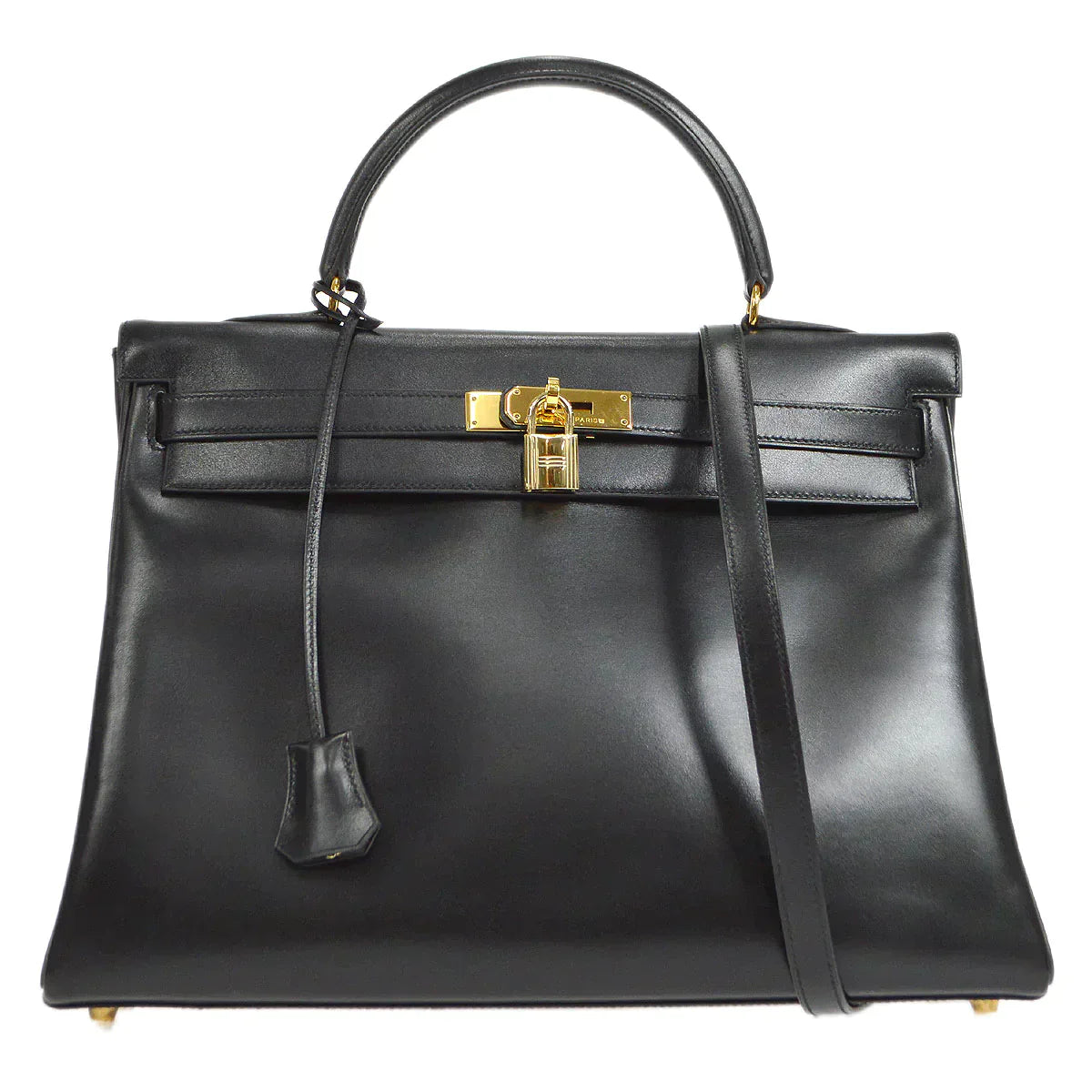 KELLY 35 RETOURNE Black Box Calf Kilta bags