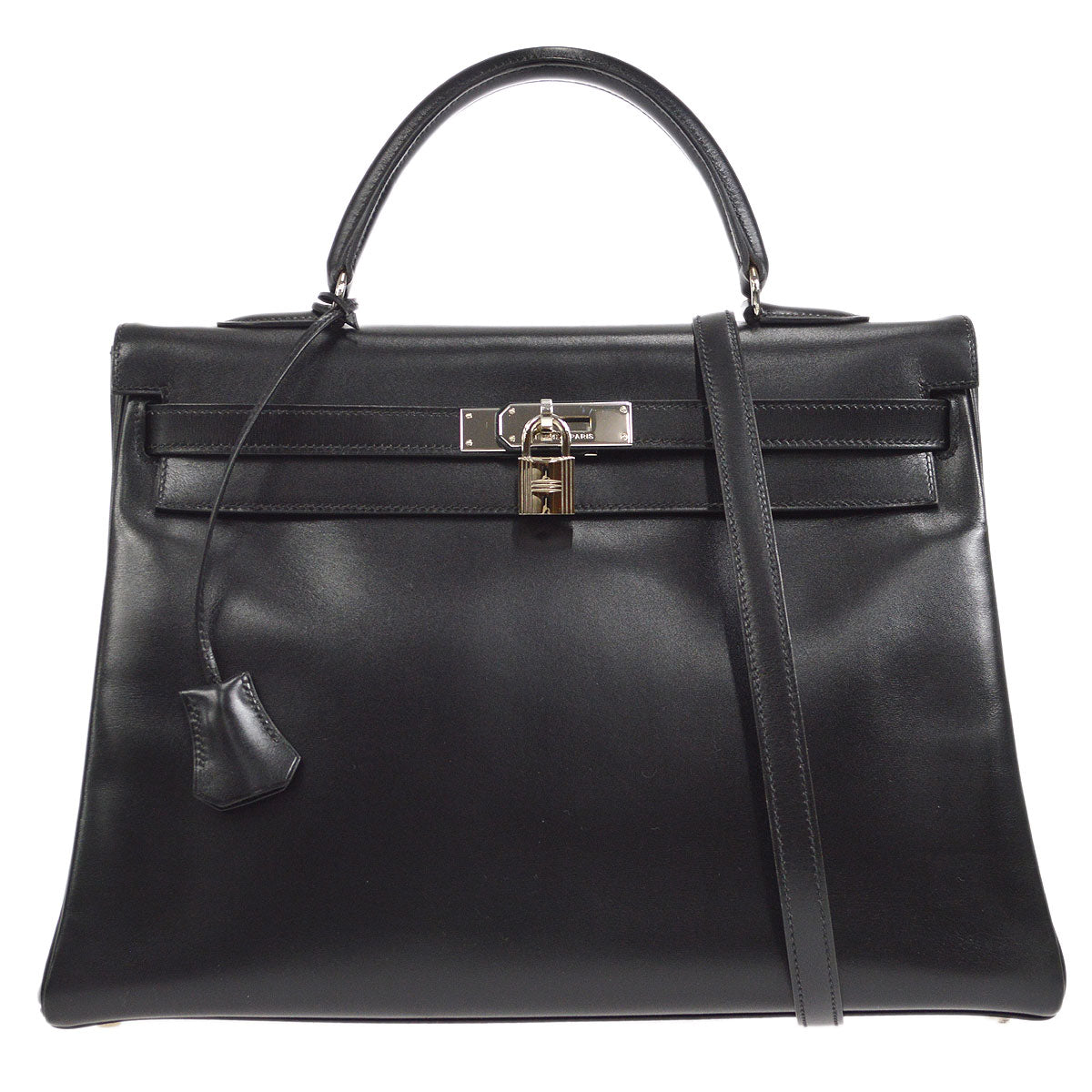 KELLY 35 RETOURNE Black Box Calf Kilta bags