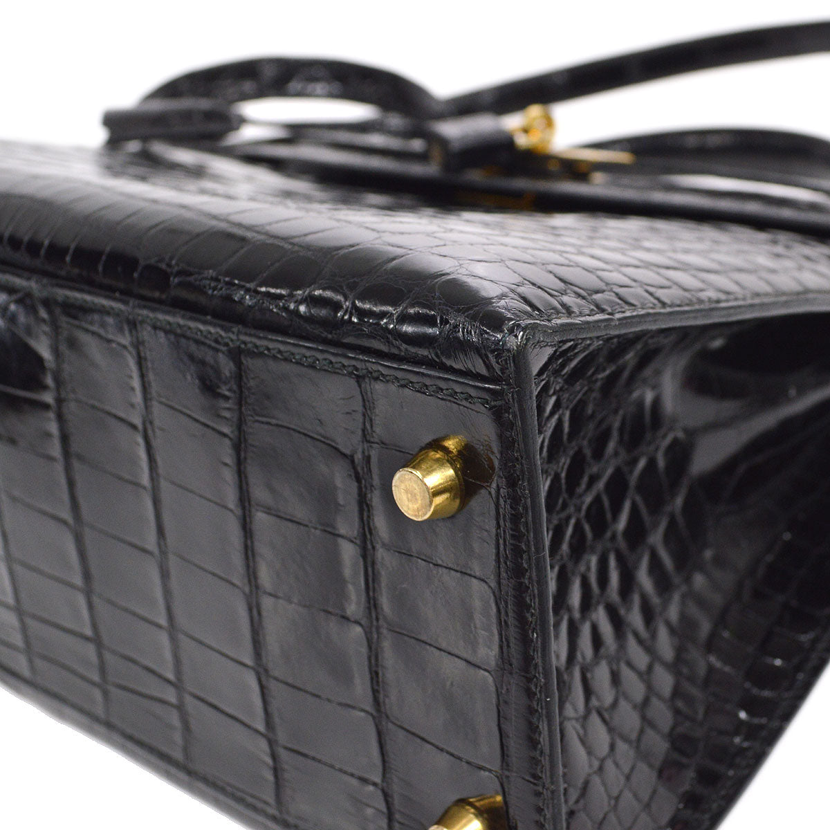 KELLY 32 SELLIER Black Alligator Kilta bags