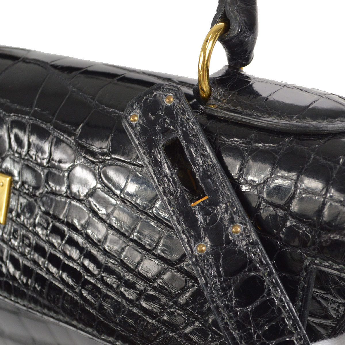 KELLY 32 SELLIER Black Alligator Kilta bags