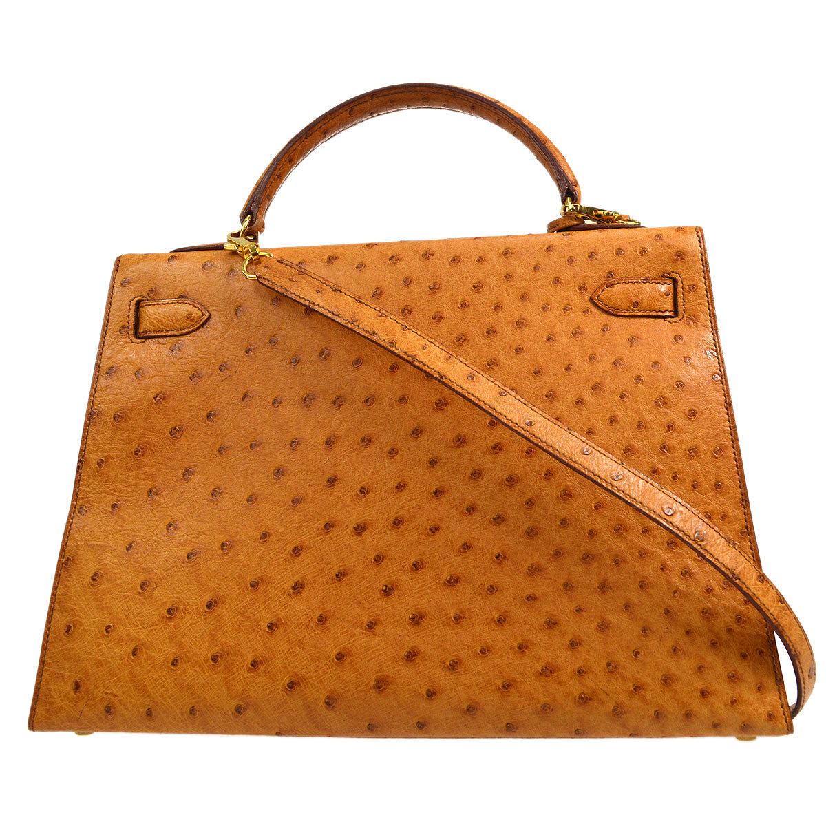 KELLY 32 SELLIER Chestnut Ostrich Kilta bags