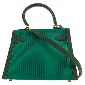 KELLY 20 SELLIER Green Pleated Satin Kilta bags