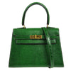 KELLY 20 SELLIER 2way Shoulder Handbag Green Lizard Kilta bags