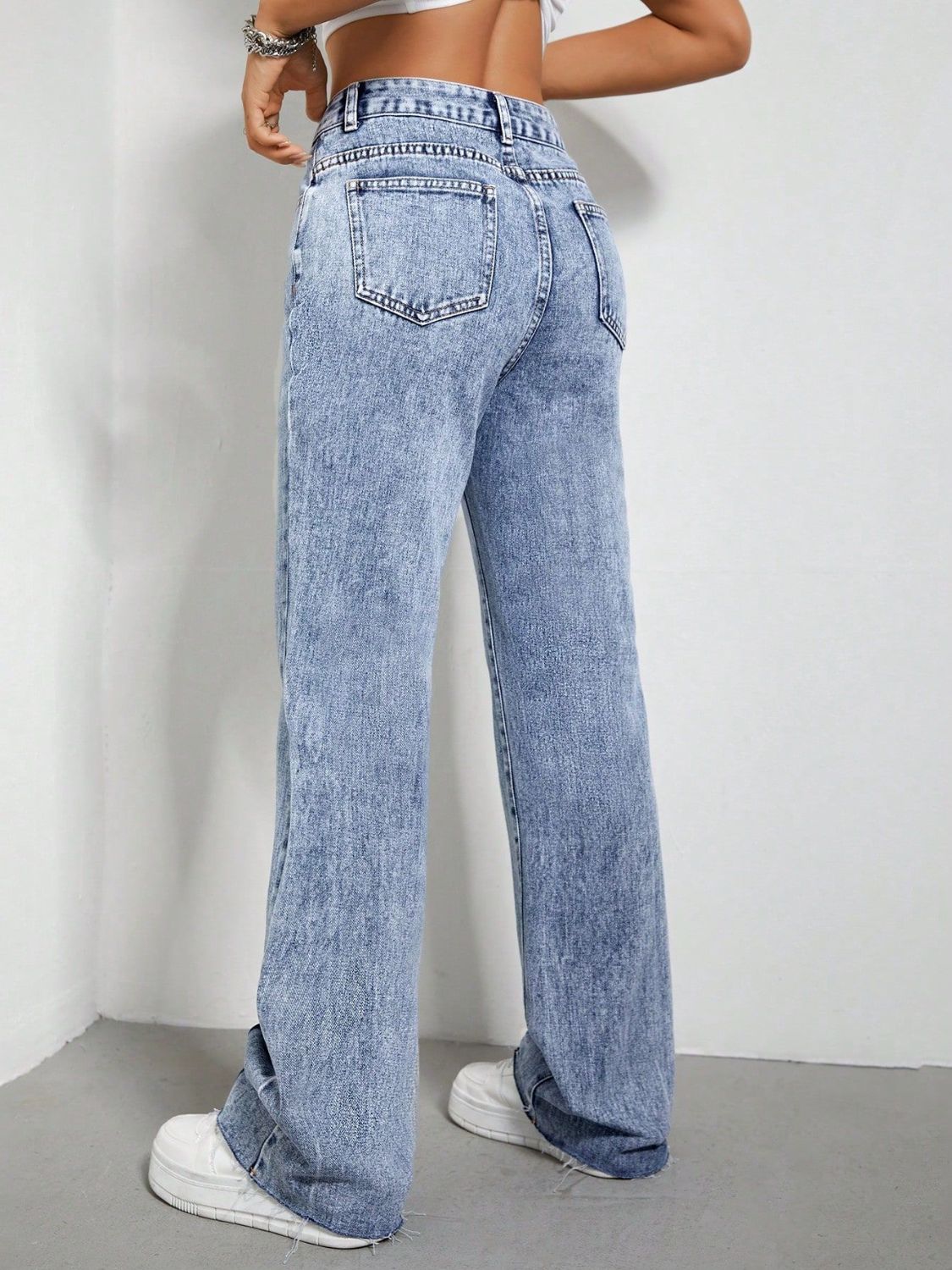 Contrast Bootcut Jeans with Pockets Trendsi