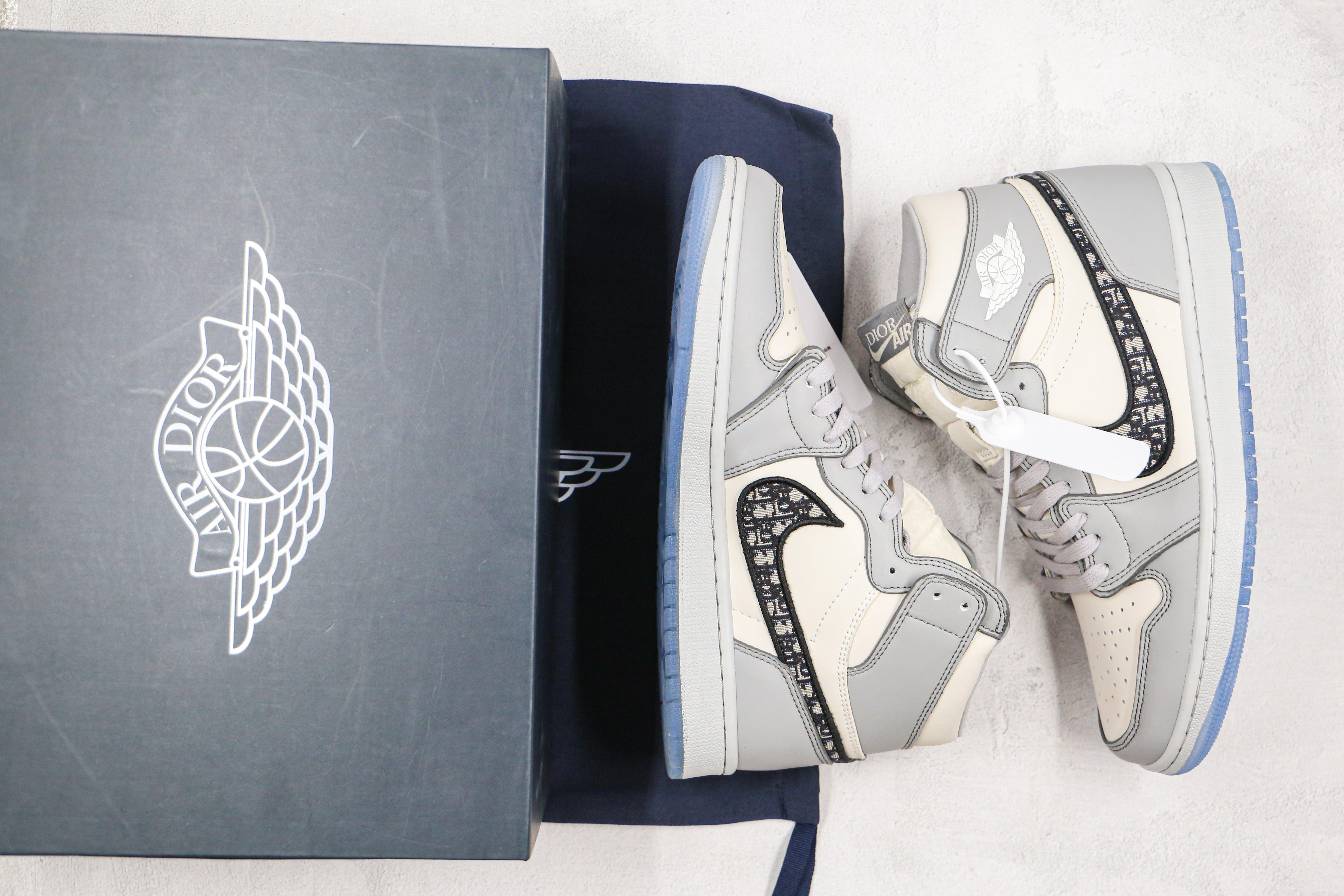 Custom Dior x Air Jordan 1 High OG "Grey"AJ1 High Q luxurysteps