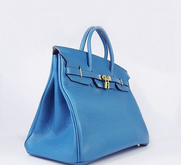 Birkin 35cm Togo Leather Handbags 6099 Blue Golden Kilta bags