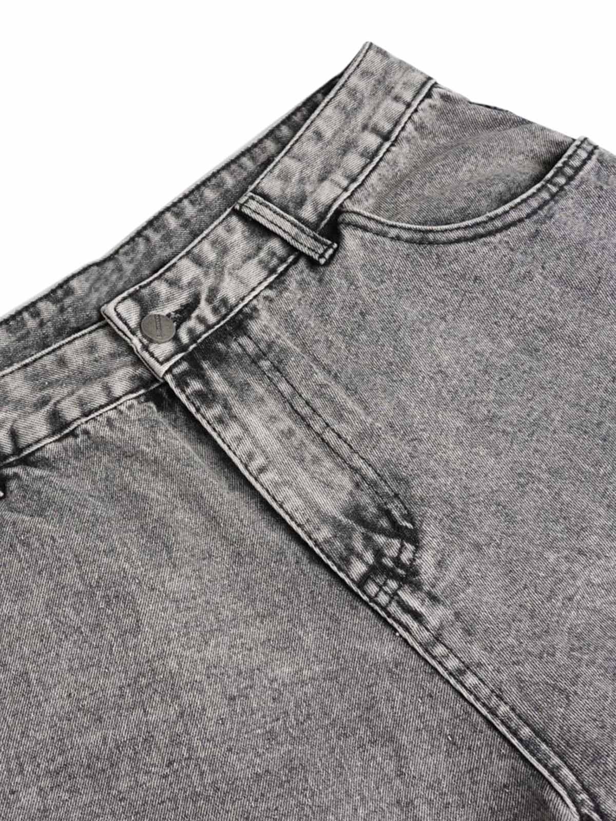 Sneakerhill Washed Multi-pocket Cargo Jeans - sneakerhillcom