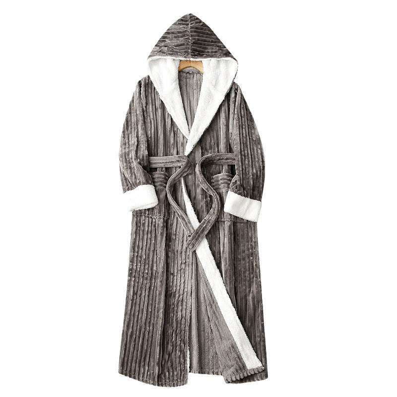 Couple's sleeping robe European size extra long plus fat hooded men's and women's bathrobe eprolo