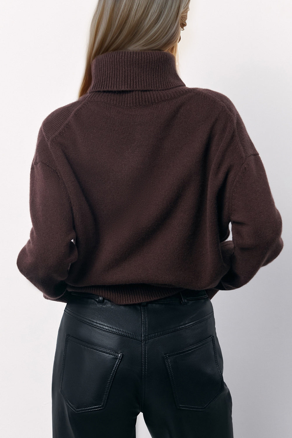 Basic Bae Turtleneck Long Sleeve Dropped Shoulder Sweater Trendsi