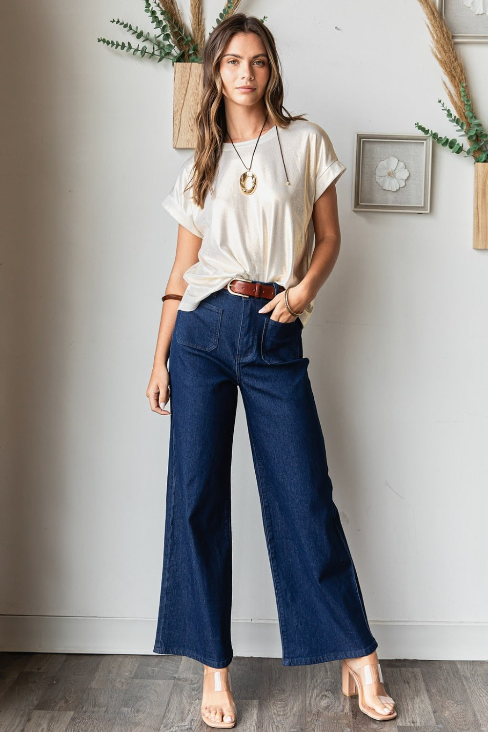 Mittoshop High Waist Wide Leg Jeans Trendsi