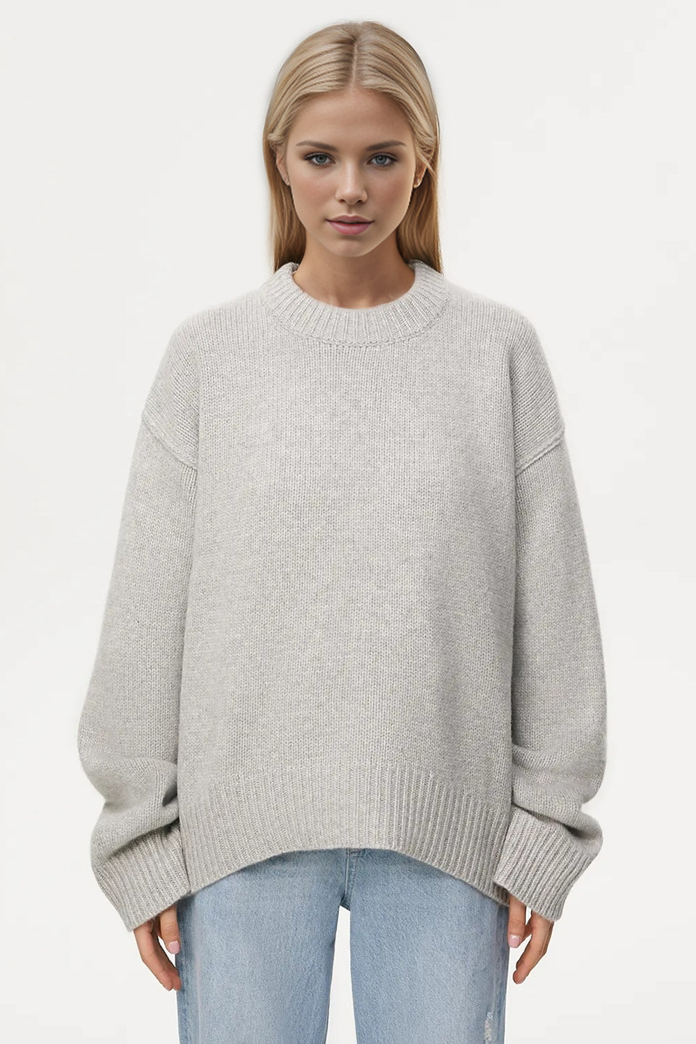 Basic Bae Round Neck Dropped Shoulder Sweater Trendsi