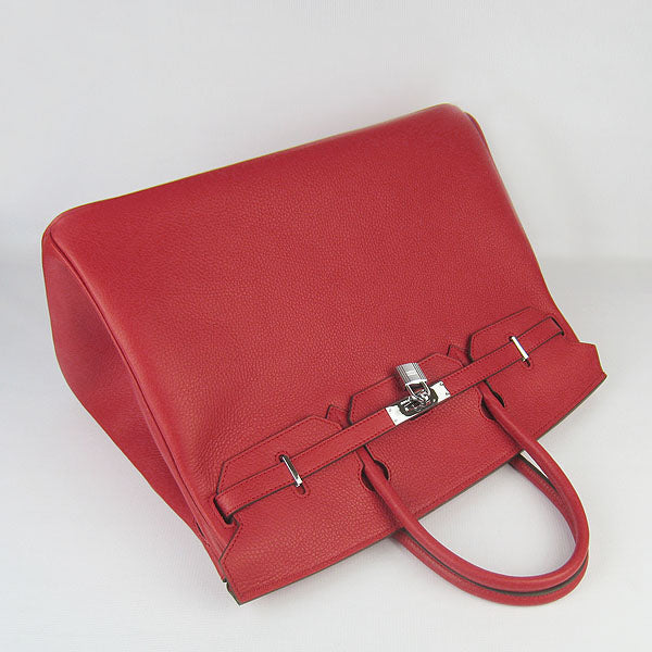 Birkin 35CM Togo Leather Handbags 6099 red silver Kilta bags