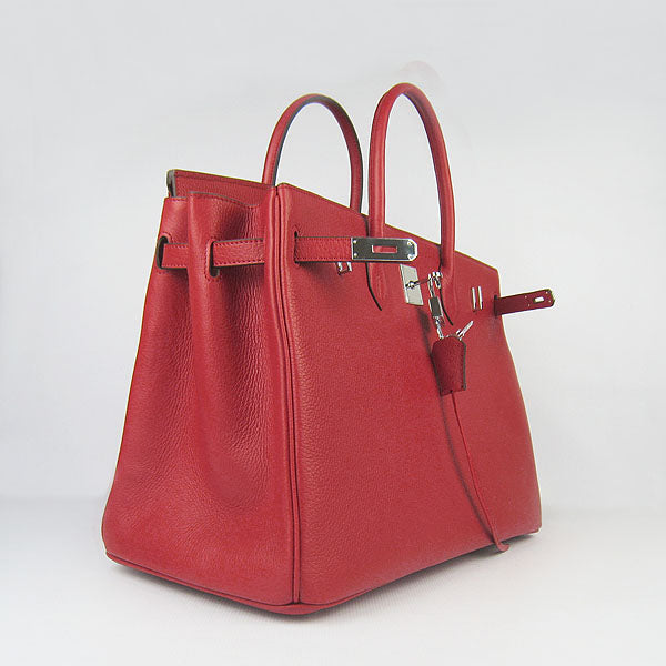 Birkin 35CM Togo Leather Handbags 6099 red silver Kilta bags