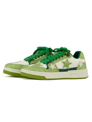 Avocado Green Star Chunky Sneakers - sneakerhillcom