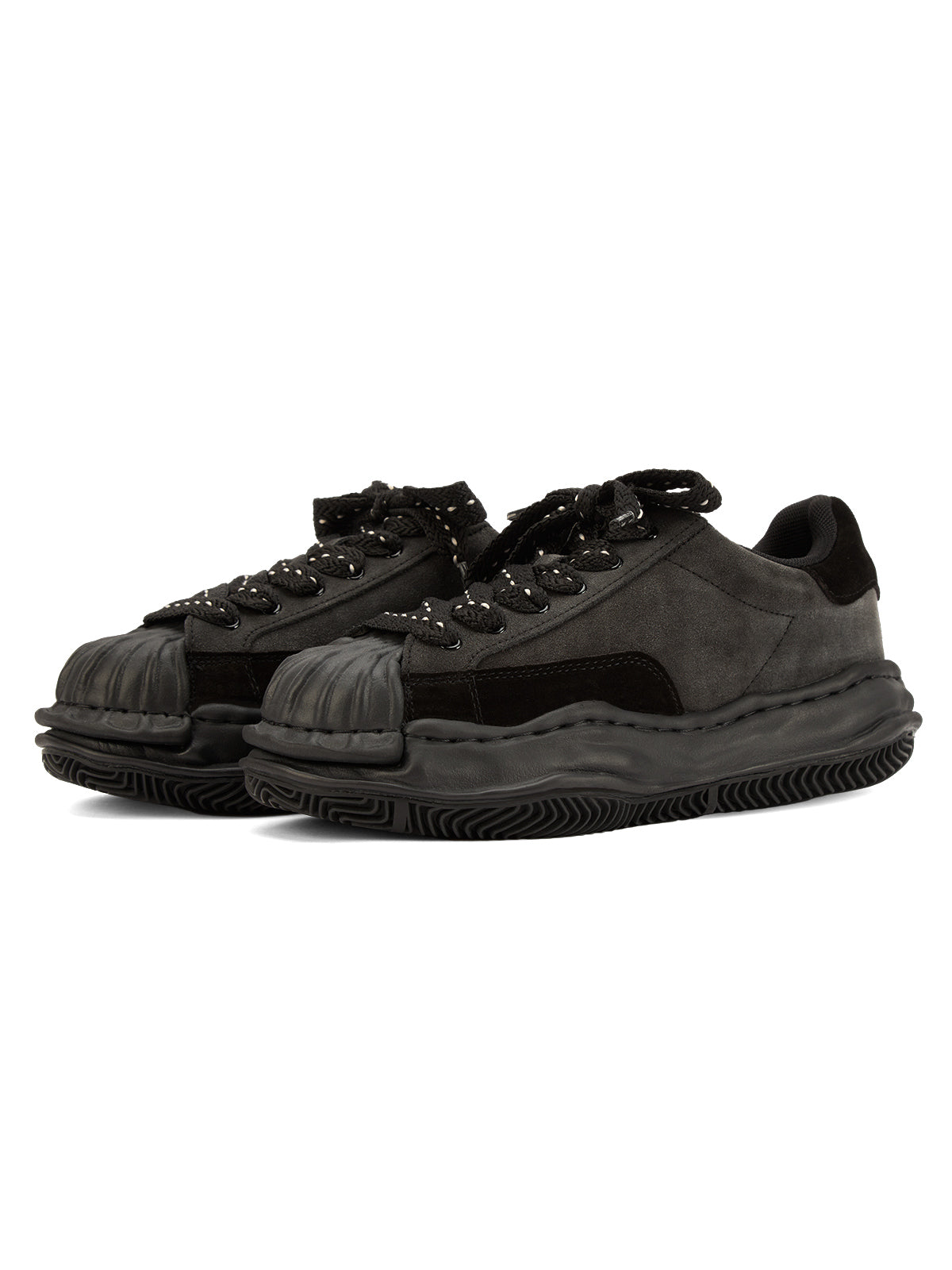 Sneakerhill Black Retro Washed Street Rap Sneakers - 2059 - sneakerhillcom