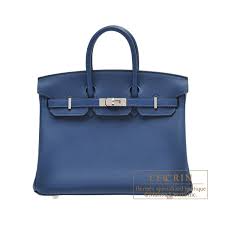 Birkin 25cm Handbag 6068 dark blue silver Kilta bags