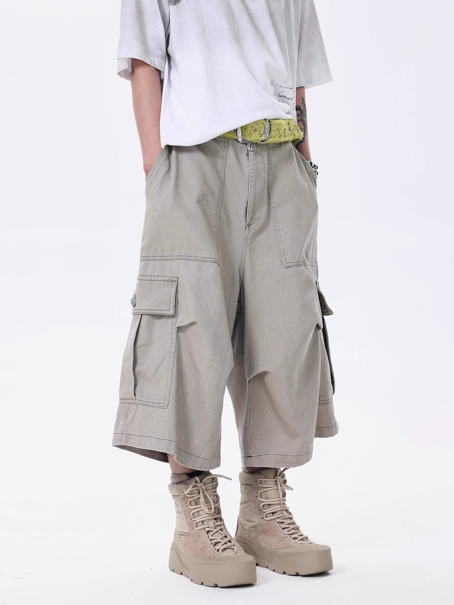 Sneakerhill High Street Multi-pocket Workwear Casual Jorts SP240718FLNK