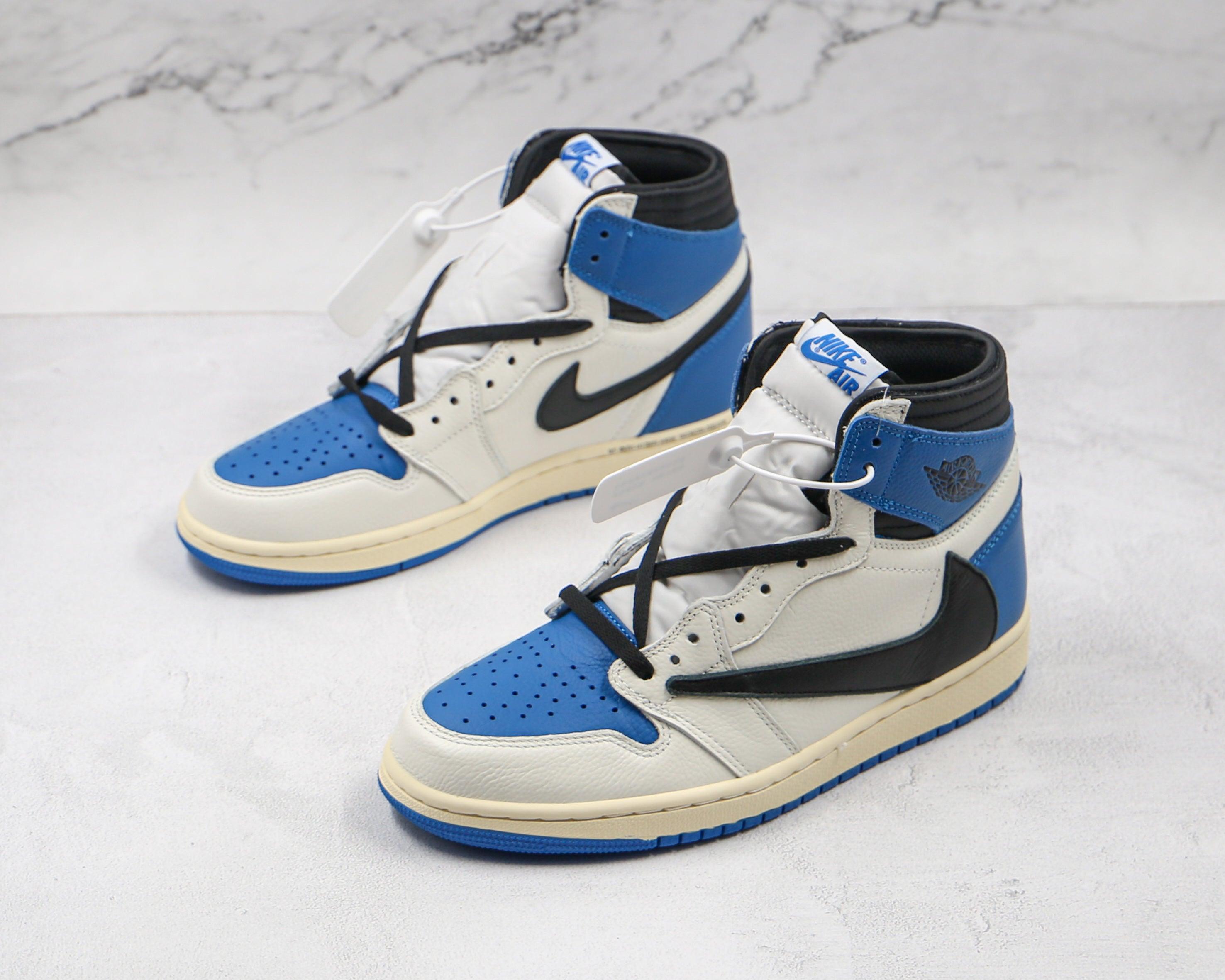 Custom Blue T-Scott x Fragment x Air Jordan 1 High Q ( Customs And Box ), Jordan 1 Sneakers Active sneakeronline