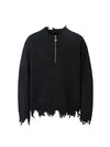 Distressed Quarter Zip Sweater SP240912WB37