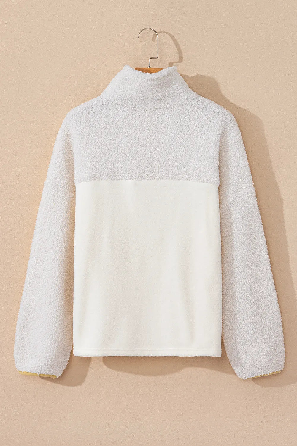 Mock Neck Long Sleeve Sherpa Sweatshirt Trendsi