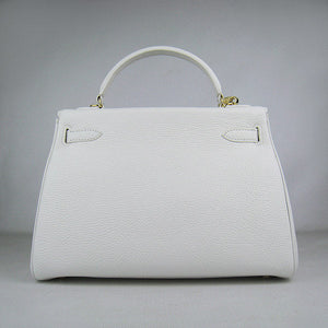 HMS Kelly 32cm Togo Leather Handbag 6108 White Golden Kilta bags