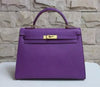 HMS Kelly 32cm Epsom Leather Handbag Purple Gold Kilta bags