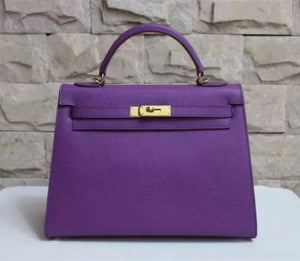 HMS Kelly 32cm Epsom Leather Handbag Purple Gold Kilta bags