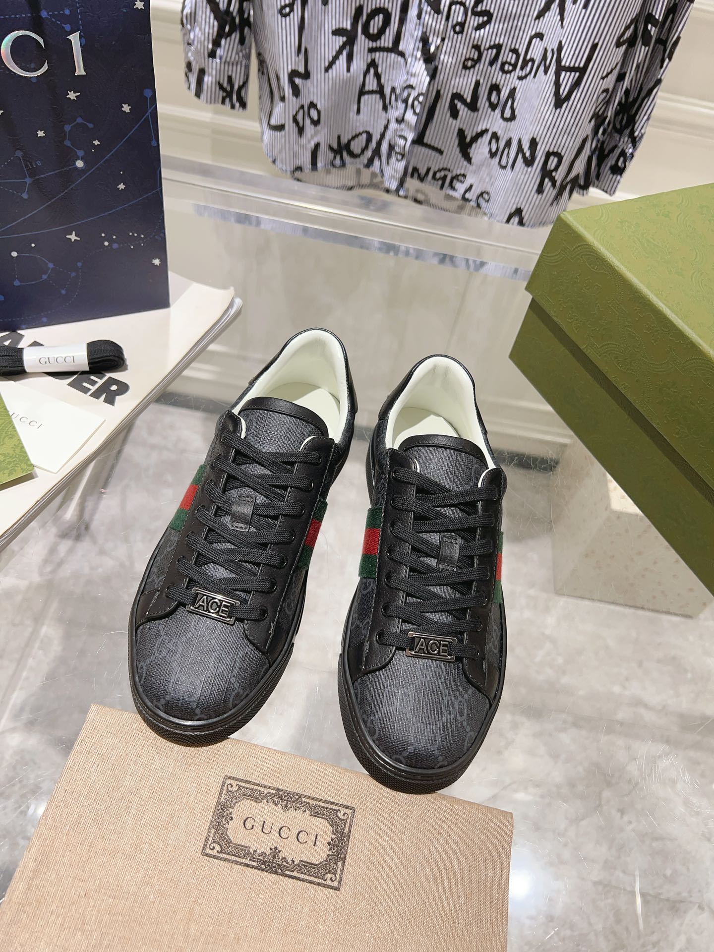 GCI Ace GG Crystal Canvas Black Sneakers-066 - sneakerhillcom