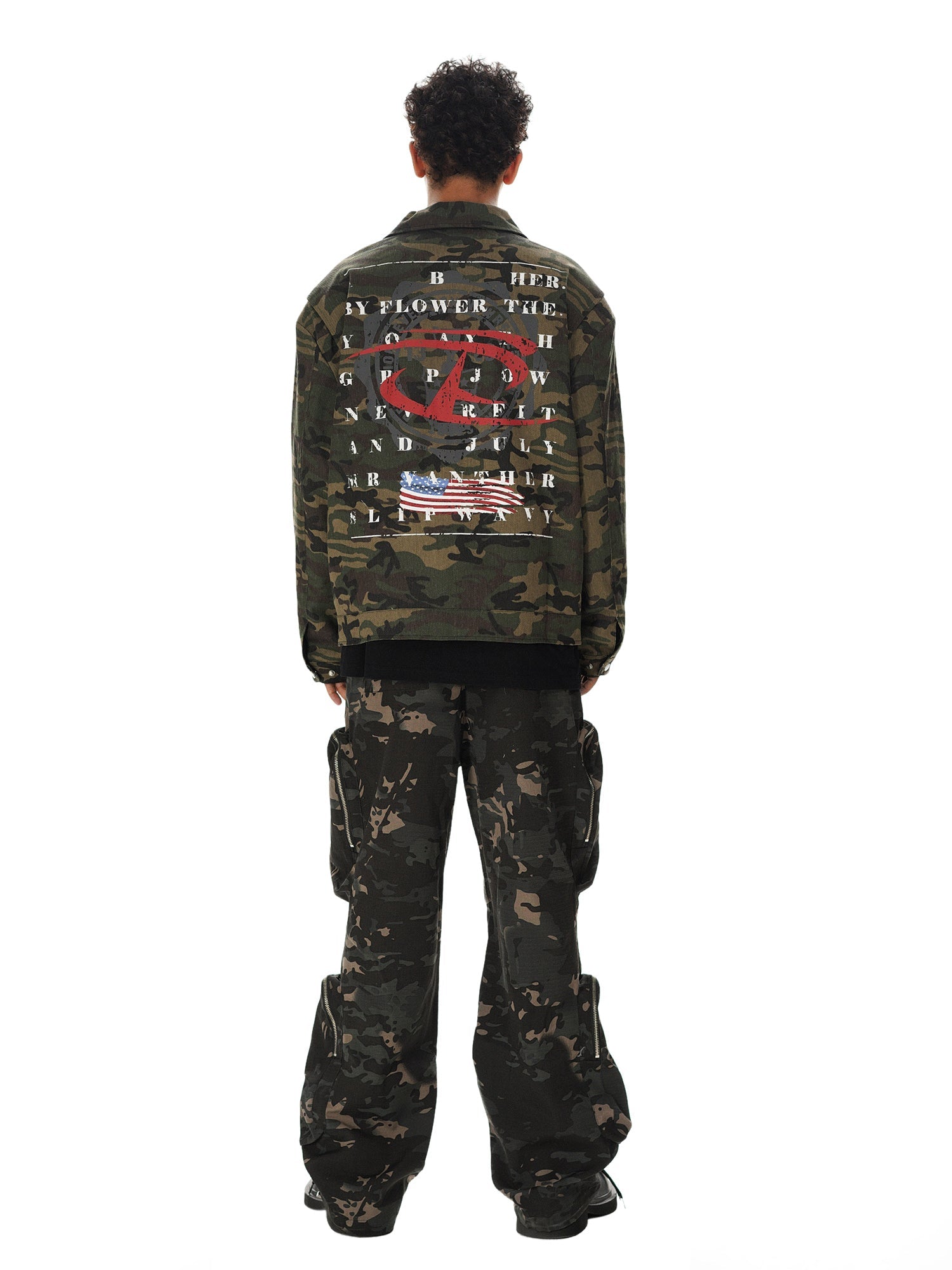 Sneakerhill Hip-hop Shoulder Pad Camouflage Washed Jacket - sneakerhillcom