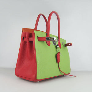 Birkin 30cm Togo Leather Handbags Red/Orange/Green Silver Kilta bags