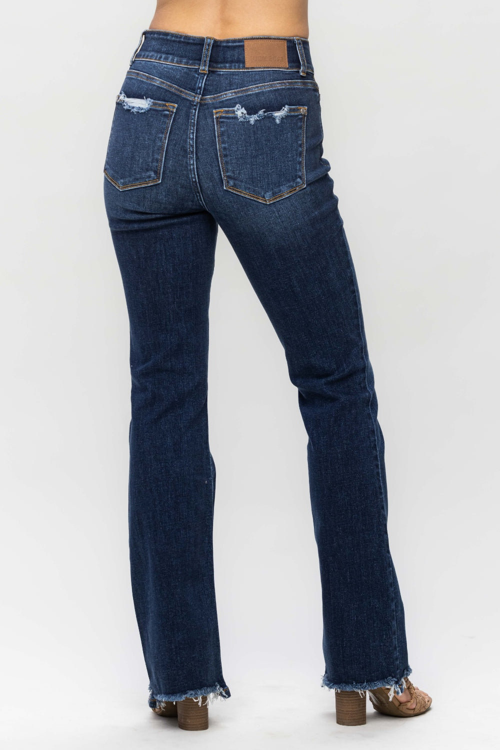 Judy Blue Full Size Frayed Hem Bootcut Jeans Trendsi