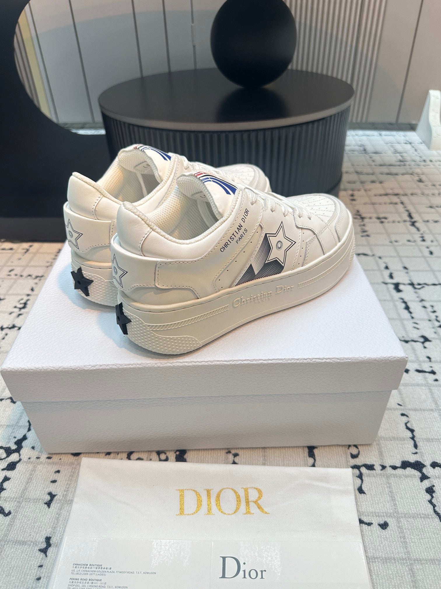 DOR Star Platform Sneaker White Calfskin and Suede-164 - sneakerhillcom