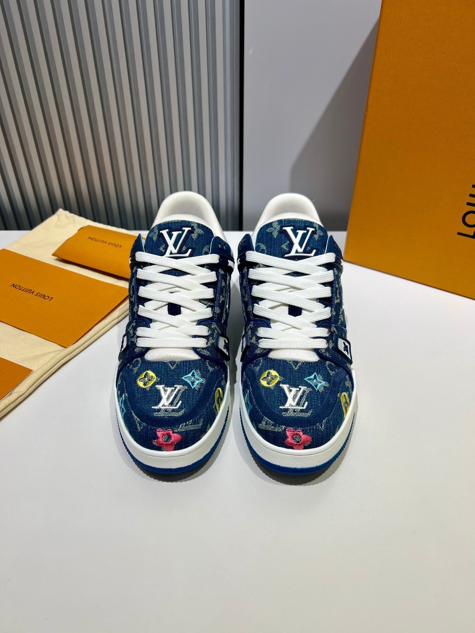 LUV Embroidered Denim Blue Trainer  Sneakers-076 - sneakerhillcom