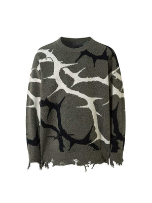 Sneakerhill High Street Thorn Jacquard Ripped Sweater