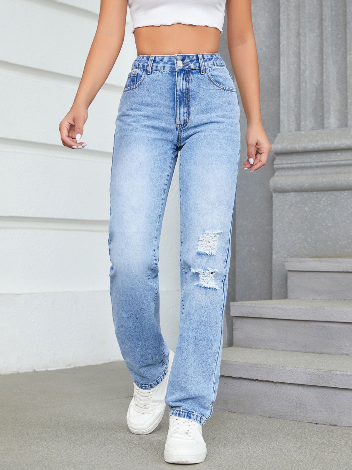 Distressed Jeans with Pockets Trendsi