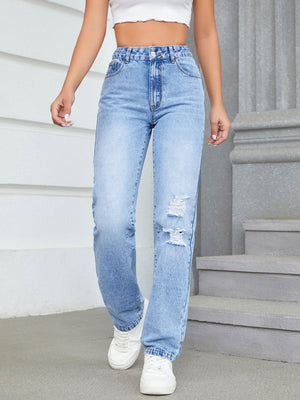 Distressed Jeans with Pockets Trendsi