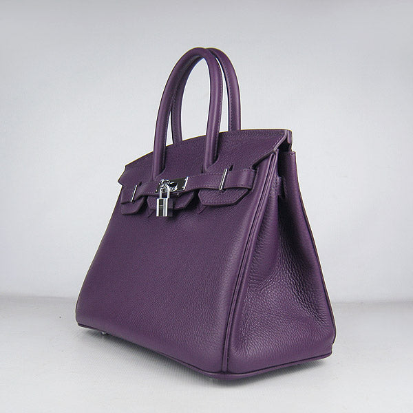 Birkin 30cm Togo Leather Handbags Purple Silver Kilta bags