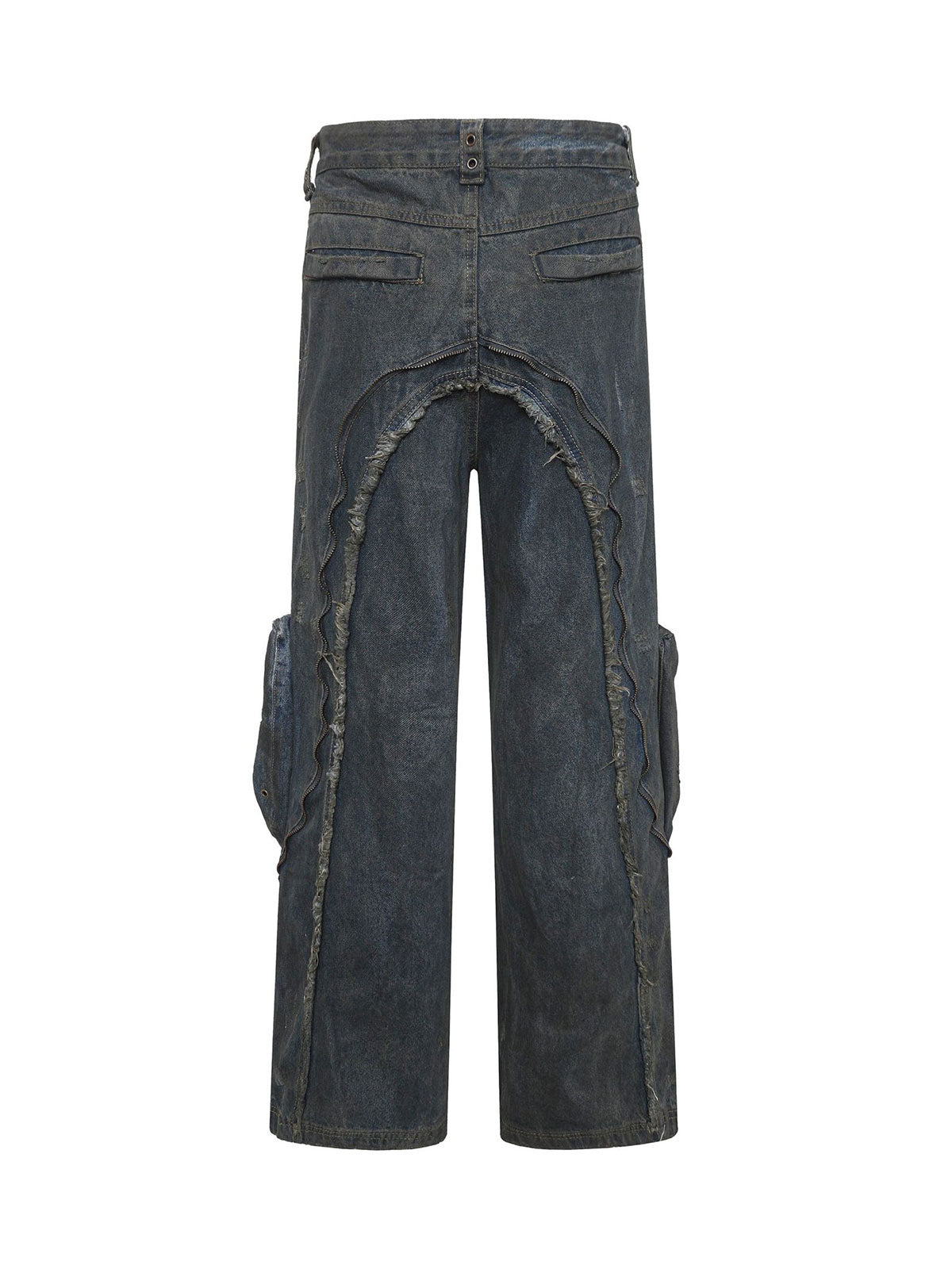 Sneakerhill Wasteland Style Washed Straight Leg Jeans - sneakerhillcom