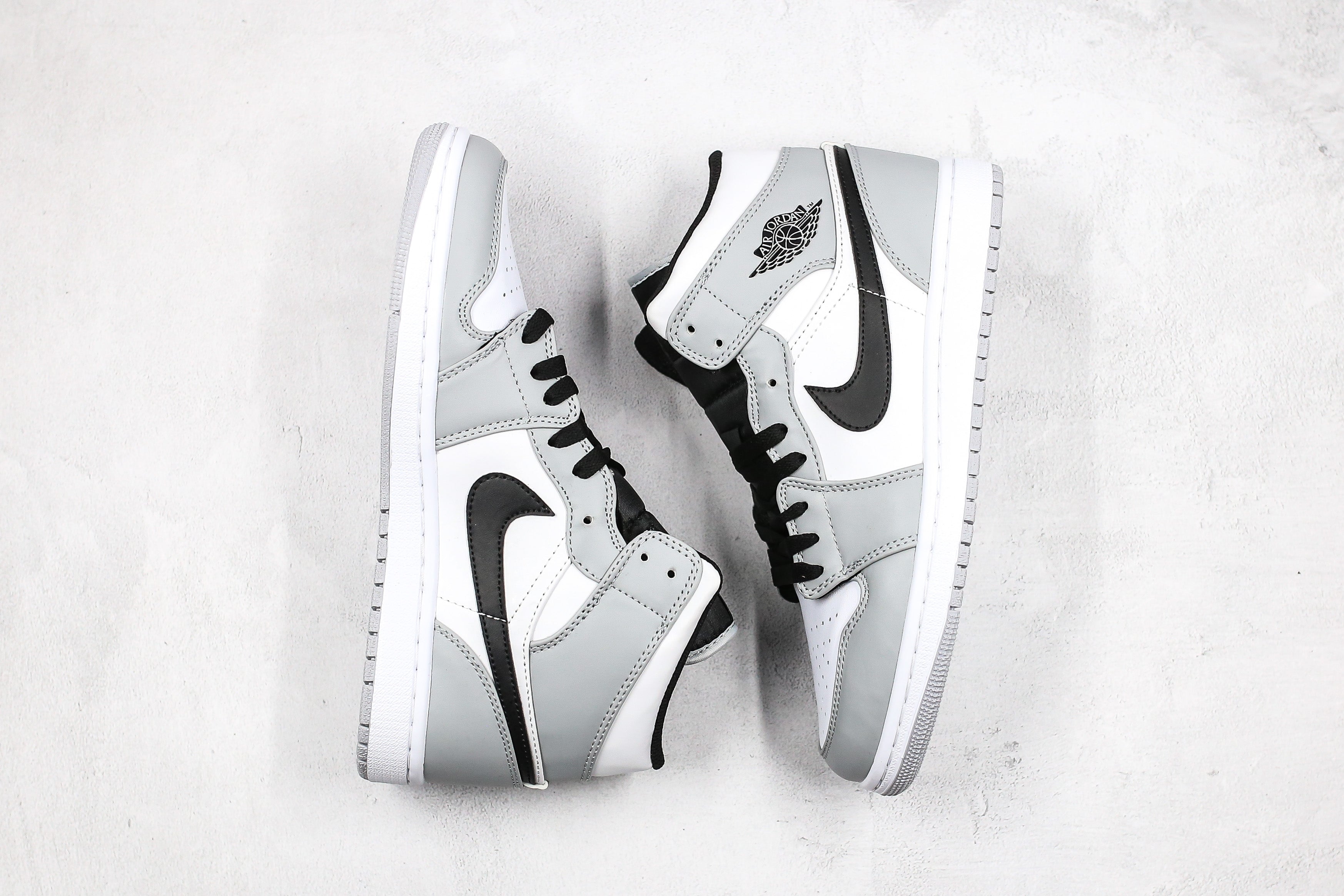 Custom Jordan 1 Mid Light Smoke Grey High Q blackoriginal