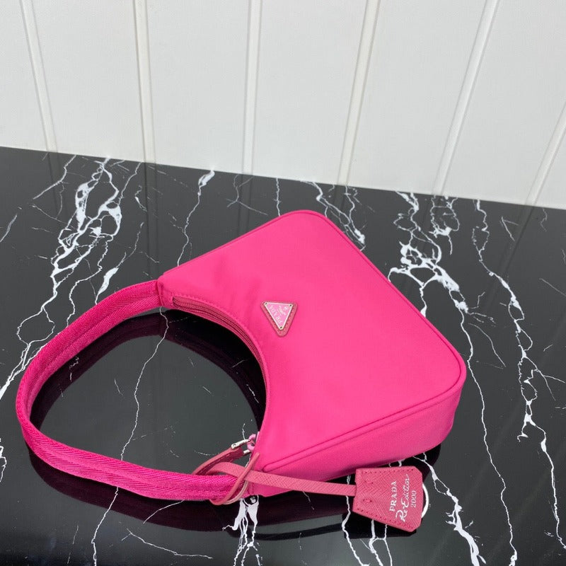 Sneakerhill - Vintage Nylon Hobo Bag Bright Pink - sneakerhillcom